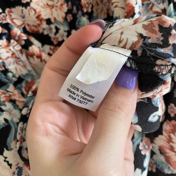 Lauren Conrad small floral granny button up long sleeve retro print collared - Picture 5 of 6